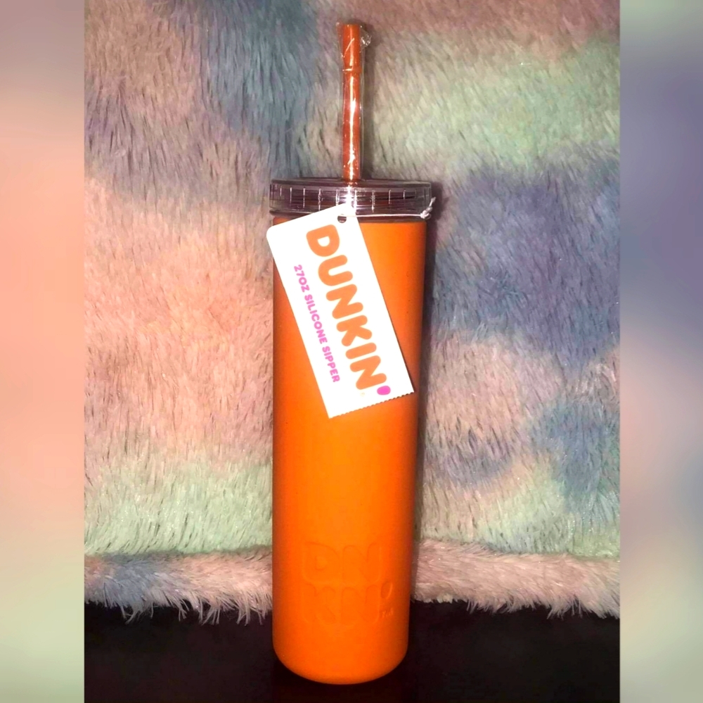 🔥Authentic Orange Dunkin Donuts Silicone Sipper